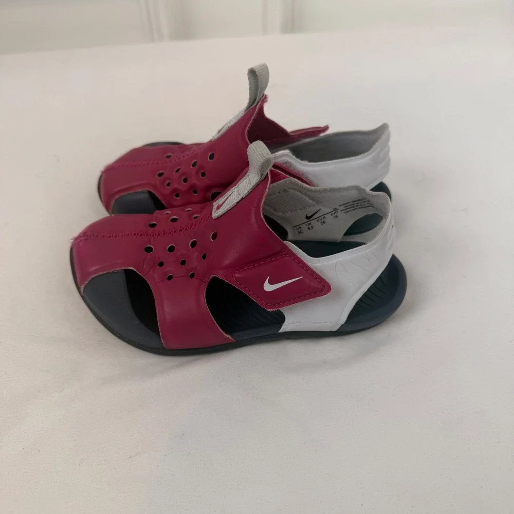 Nike Sunray Protect 2 TD Toddler Sandals Berry White 943827-604 Size 9C